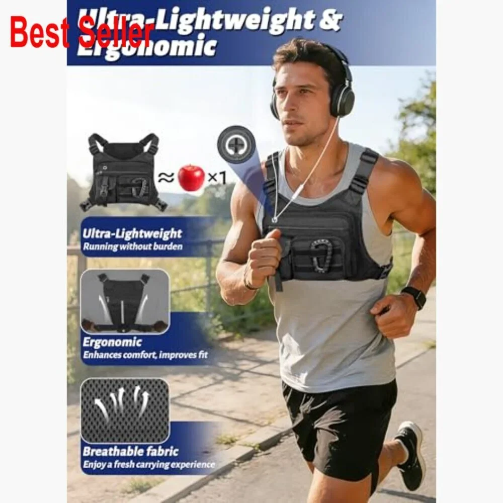 Lightweight Nylon Running Chest Pack with Phone Holder for Sports